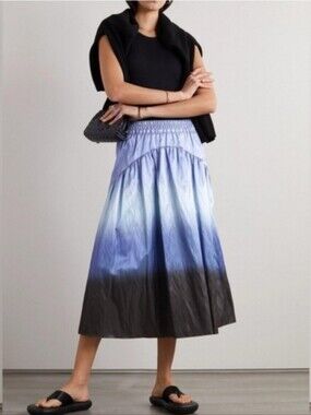 Dopamine Dressing Nwt Vince Dip-Dye Ombré Italian Cotton Tiered Skirt Sz 00